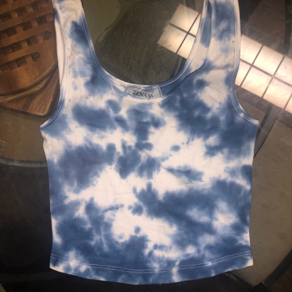 crop tie dye navy blue tank top